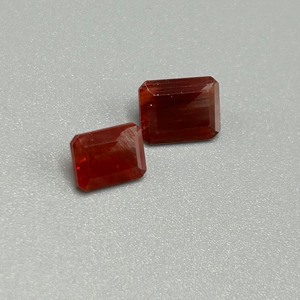 lot 60 image: 3.05 Carat Red Stone Faceted Rectangular Emerald Cut - Set of 2 Loose Stones