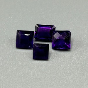 lot 71 image: 6.13 Carat Amethyst Mixed Cut - Various Size & Shape Set of 4 Loose Stones