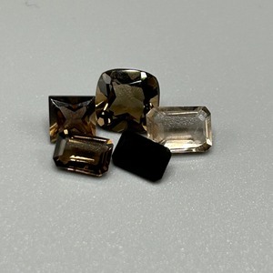 lot 93 image: 3.84 Carat Smoky Quartz Mixed Cut - Various Size & Shape Set of 5 Loose Stones