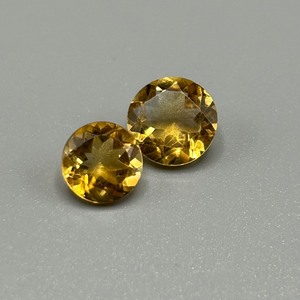 lot 112 image: 4.35 Carat Citrine Faceted Round Cut - Set of 2 Loose Stones