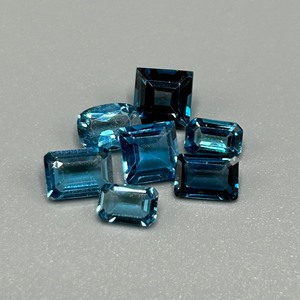 lot 126 image: 6.84 Carat London Blue Topaz Faceted Mixed Cut - Assorted Size, Color & Shape Set of 7 Loose Stones
