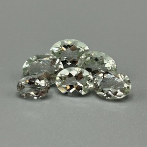 lot 132 image: 8.27 Carat Prasiolite to Very Faint Quartz Faceted Oval Cut - Set of 6 Loose Stones