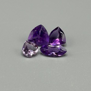 lot 146 image: 4 Carat Amethyst Faceted Mixed Cut - Various Size, Color & Shape Set of 4 Loose Stones