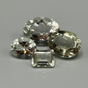 lot 162 image: 21.94 Carat Praseolite Green Amethyst Mixed Faceted & Step Cut - Set of 4 Loose Stones