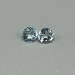 lot 170 image: 2.13 Carat Aqua Colored Gem Faceted Round Cut - Set of 2 Loose Stones