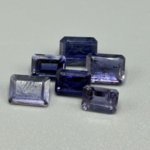 lot 175 image: 6.94 Carat Natural Iolite Faceted Rectangular Emerald Cut - Various Size, Color & Shape Set of 6 Loose Stones