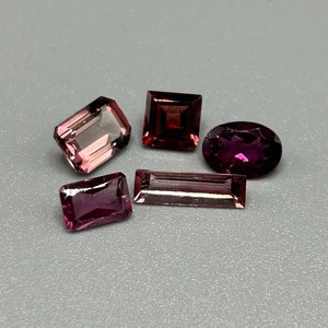 lot 187 image: 3.75 Carat Garnet, Tourmaline, Purple Stones Mixed Cut - Various Color, Size & Shape Set of 5 Loose Stones
