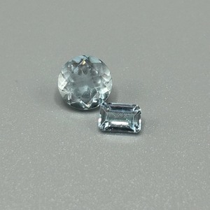 lot 189 image: 2.77 Carat Aqua Colored Gem Faceted Mixed Cut - Set of 2 Loose Stones
