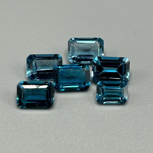 lot 115 image: 6.87 Carat London Blue Topaz Emerald Cut - Various Size Set of 6 Loose Stones