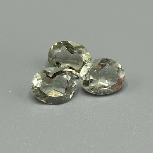 lot 199 image: 7.15 Carat Praseolite Green Amethyst Faceted Oval Cut - Set of 3 Loose Stones