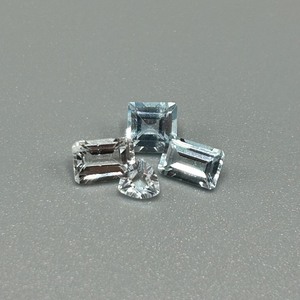 lot 201 image: 2.21 Carat Aqua Colored Gems Faceted Mixed Cut - Various Size & Shape Set of 4 Loose Stones