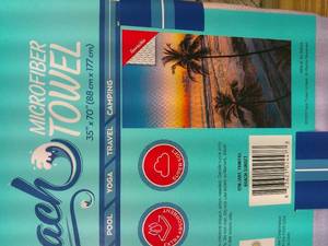 lot 172 image: Set of 2 Whitley Willows Microfiber BEACH TOWEL 35x70 Palm Beach Sunset