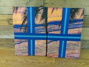 lot 173 image: Set of 2 Whitley Willows Microfiber BEACH TOWEL 35x70 Palm Beach Sunset
