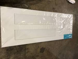 lot 25 image: eightdoors 30 in. x 80 in. x 1-38 in. Shaker White Primed T-Shape 3-Panel Solid Core Wood Interior Slab Door  Customer Returns See Pictures