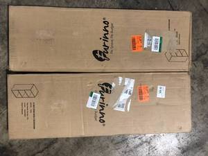 lot 47 image: Lot of 2 Furinno Tropika 31.49 in. PinkWhite Faux Wood 3-shelf Standard Bookcase with Storage Customer Returns See Pictures