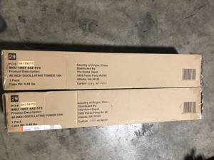 lot 48 image: Lot of 2 Hampton Bay 40 in. 3 Speed Remote Control Oscillating Tower Fan in Black Customer Returns See Pictures