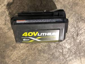 lot 46 image: Ryobi 40V Lithium 6AH Battery  Customer Returns See Pictures