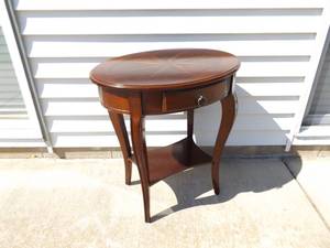 lot 14 image: 2 SOLID WOOD Accent and Inlayed Tables