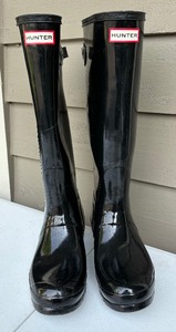 Glossy Black Hunter Boots