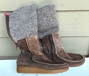 THE NORTH FACE Brown Suede ALANA Sweater Fold Over Lace Boots