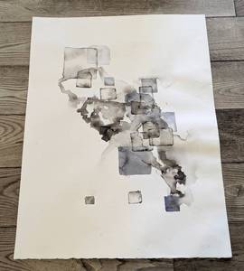 Large Unframed Abstract Watercolor Painting