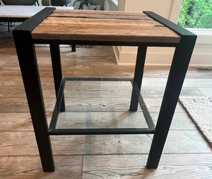 Black Iron with Reclaimed Wood Top Accent Table
