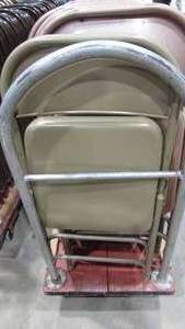 (50) Metal Folding Chairs on Cart