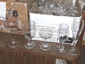 lot 164 image: Lot of (22) Assorted Glasses - Tulip, Wine, Champagne, Goblet