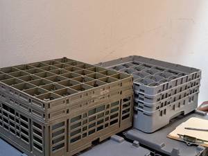 lot 225 image: Lot of (2) Commercial Plastic Glass Racks - (1) 36-glass and (1) 25-glass