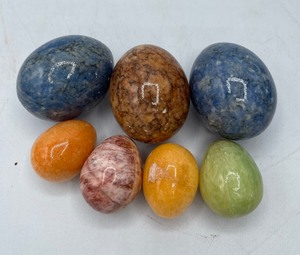 lot 29 image: Seven StoneMarble Eggs Serpentine, Gemstone