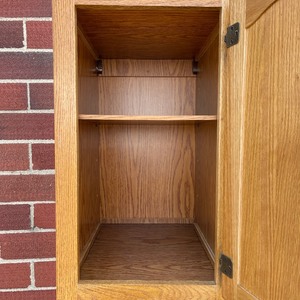 lot 91 image: Tall Narrow Wood Cabinet 78 tall