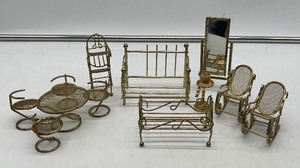 lot 103 image: 12 Piece Brass Dollhouse Furniture 1970s