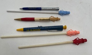 lot 128 image: Mr. Peanut Vintage Mechanical Pencils, Pens, Stir Stick
