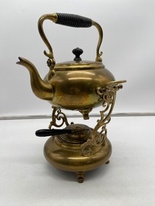lot 148 image: Vintage 1910s Brass Teapot with Burner Stand