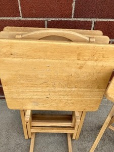 lot 169 image: Blonde TV Tray Set of 4