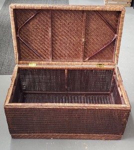 lot 174 image: Large Wicker Cabinet Trunk Blanket Chest