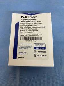 lot 36 image: 1 Case NEW Patterson Dental 084-4134 50mL High Performance Bite Registration - Clear Unflavored Regular Set - Expiration 524