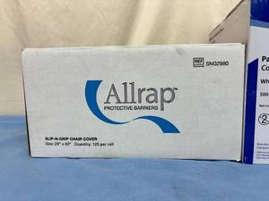 lot 39 image: Allrap Protective Barriers SNG2980 29 x 80 Slip-N-Grip Chair Cover and Patterson Dental 106-2080 10 x 13 Single-Use Headrest Covers
