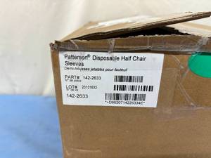 lot 46 image: 1 Case NEW Patterson Dental 142-2633 Single-Use Disposable Half Chair Sleeves (open box)