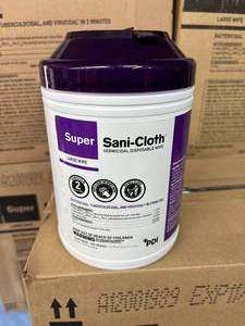 lot 70 image: 5 Cases (12 containers, 160 each) NEW PDI Q55172 6 x 6.75 Super Sani-Cloth Germicidal Disposable Wipes - Large Canisters