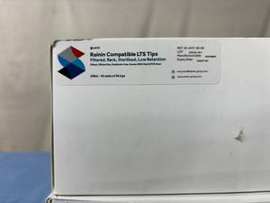 lot 74 image: MSRP $300  2 Cases (960 tips per case) NEW Rainin 200ul 14-4537-00-00 Compatible Filtered Rack Sterilized Low Retention LTS Tips - Expiration 724 
