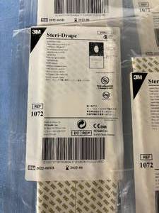 lot 93 image: Lot of 12 NEW 3M 1072 1000 Series Steri-Drape Sterile Aperture Pouch Drapes
