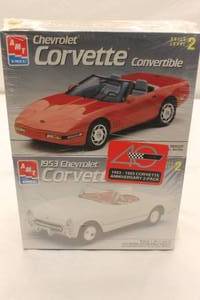 Lot of 2 Sealed in Box Corvette Convertible and 1953 Corvette Convertible Model Car Kits