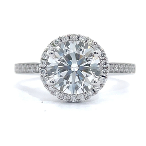 2.21 Carat Diamond Round Halo Engagement Ring in 14k White Gold $7,270 Retail VIDEO