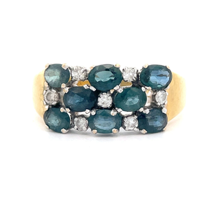 1.15 Carat Fancy Blue & White Natural Diamond Triple Row Cluster Ring in 14k Yellow Gold $2,450 Retail VIDEO