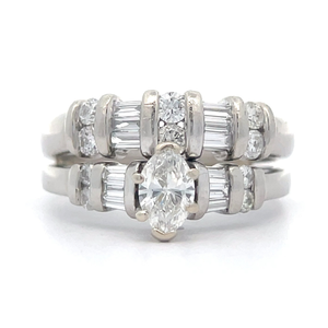 2.40 Carat Marquise Diamond Engagement & Wedding Band 2-Piece Matching Bridal Set in Platinum $7,229 Retail VIDEO