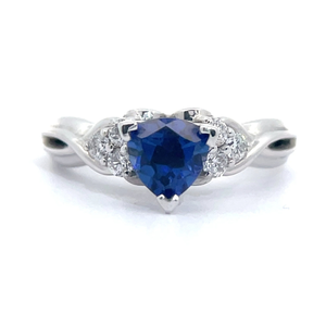 Fine Blue Sapphire & Natural Diamond Euro Shank Ring in 18k White Gold $4,950 Retail  VIDEO