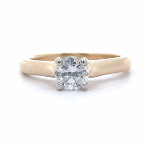 0.65 Carat Round Natural Diamond Solitaire Cathedral Engagement Ring in 14k Yellow Gold $2,699 Retail VIDEO