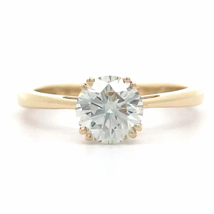 1.02 Carat Round Brilliant Diamond Cathedral Solitaire Ring in 14k Yellow Gold $2,450 Retail VIDEO