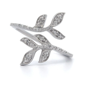 Diamond Trellis Vine & Leaf Open Bypass Ring $1,159 Retail